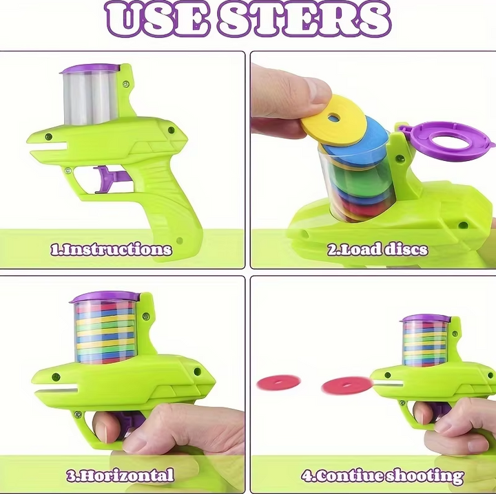 Fun cat toy throwing disc gun for exercise & active pet play. Keep your feline entertained & boredom-free.
