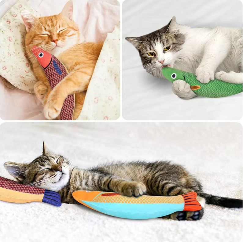 Interactive cat toy fish with catnip & sound for engaging feline playtime and enrichment. Perfect for indoor cats.