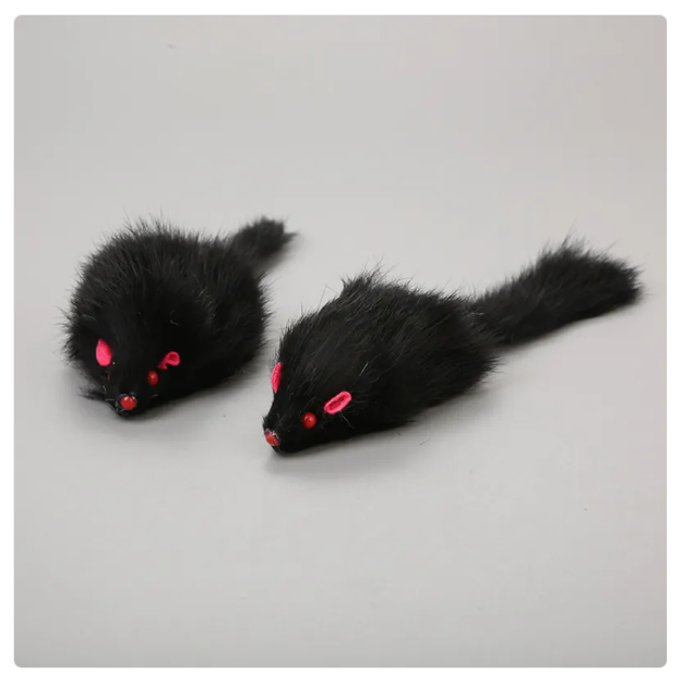 Realistic mouse cat toy with string, promoting mental stimulation & natural hunting instincts.