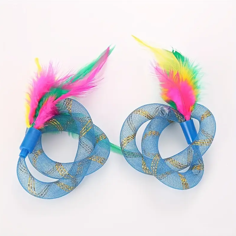 Feathered shuttlecock cat toy for interactive play, stimulating hunting instincts in kittens & active cats.