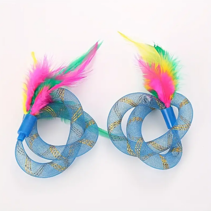 Feathered shuttlecock cat toy for interactive play, stimulating hunting instincts in kittens & active cats.