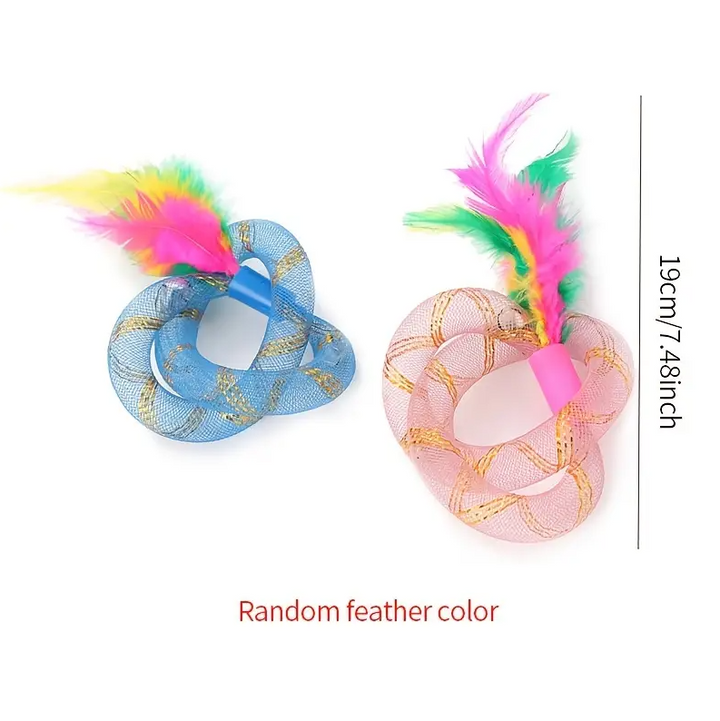 Colorful mesh ring cat toys, lightweight & durable, perfect for batting, chasing, and interactive pet play.