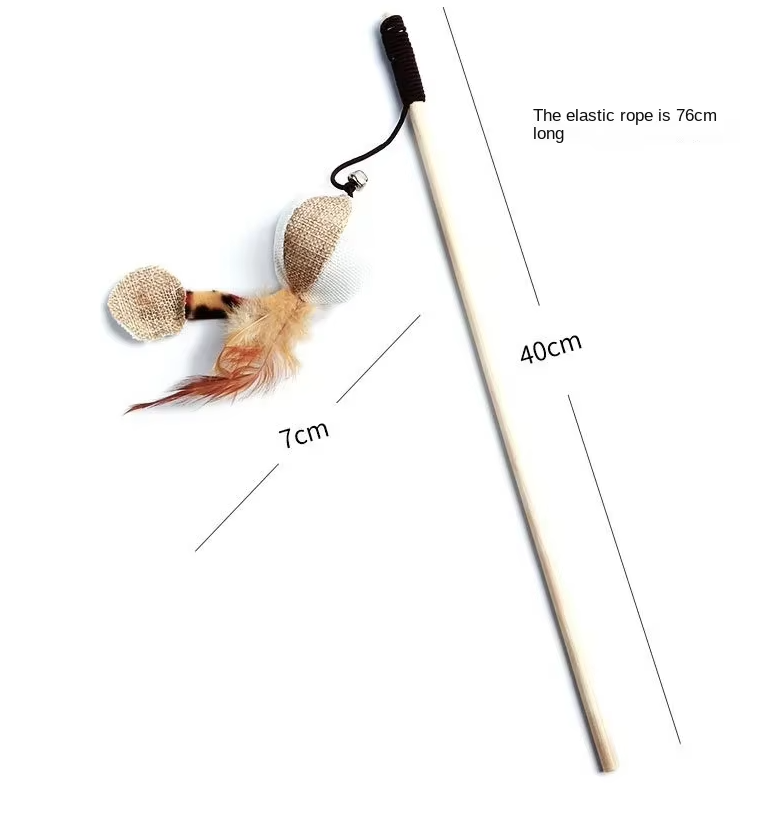 Engaging cat toy set with real feathers & small bells to entice play.