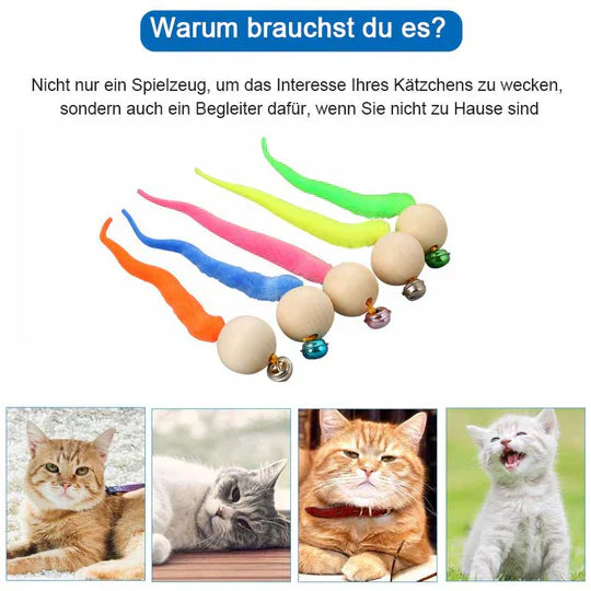Interactive cat toy with a wagging tail and bell, perfect for feline mental stimulation & exercise.