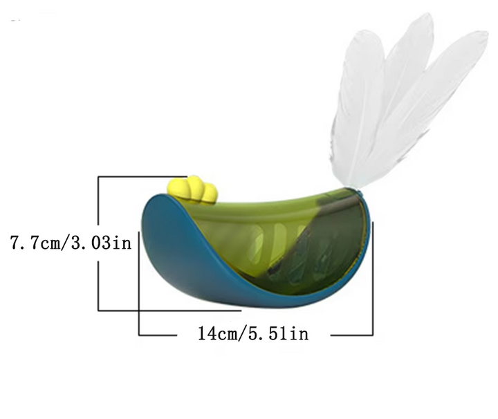Mental & physical stimulation for cats with interactive feather & treat dispensing puzzle toy.