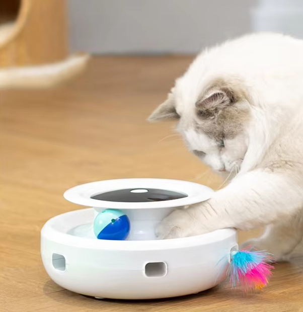 Interactive cat toy with LED light for feline exercise & hunting instincts.