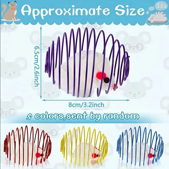 Spiral cage cat toy with playful mice, an interactive hunting toy for kittens & adult cats. Promotes pet play.