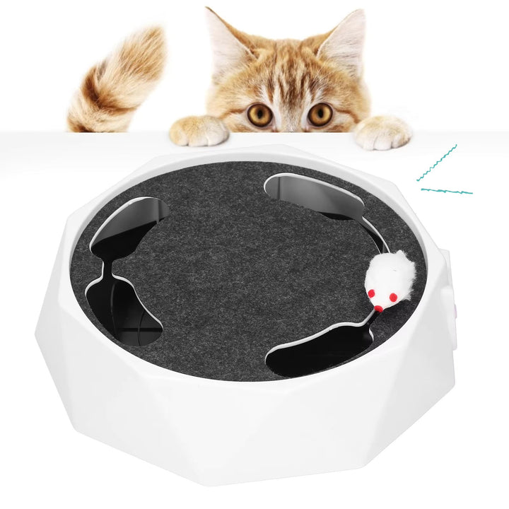 Durable interactive cat toy with a captivating moving mouse, perfect for stimulating active feline play.