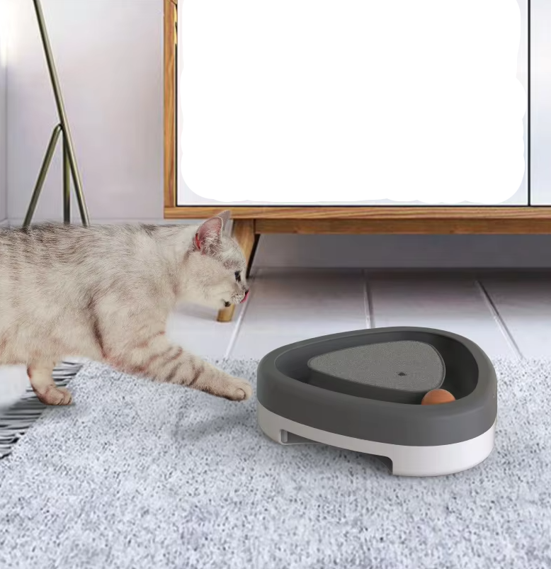 Interactive cat toy with scratching board, perfect for active felines and mental stimulation.