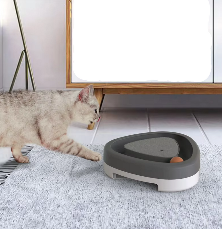 Interactive cat toy with scratching board, perfect for active felines and mental stimulation.