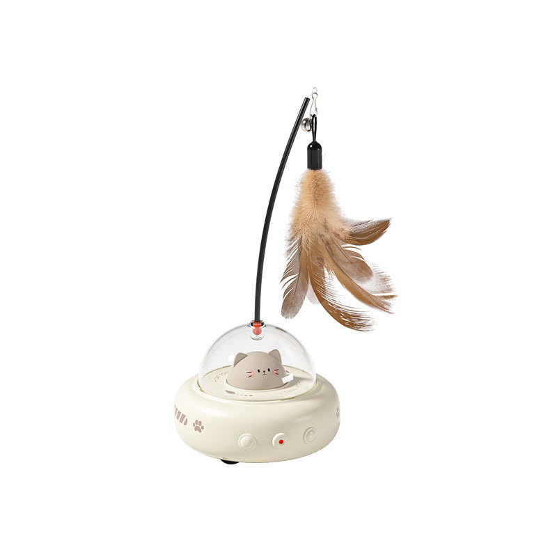 Rechargeable UFO laser cat toy, an interactive pet accessory for feline fun & engaging playtime.