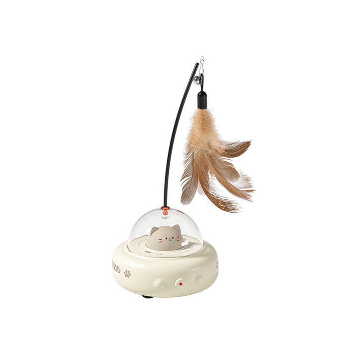 Rechargeable UFO laser cat toy, an interactive pet accessory for feline fun & engaging playtime.