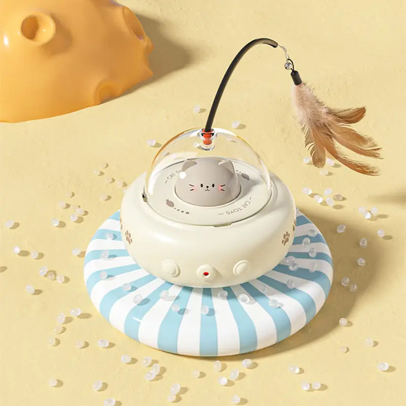 High-tech cat exercise: Rechargeable interactive UFO laser toy, ideal for stimulating feline playtime.