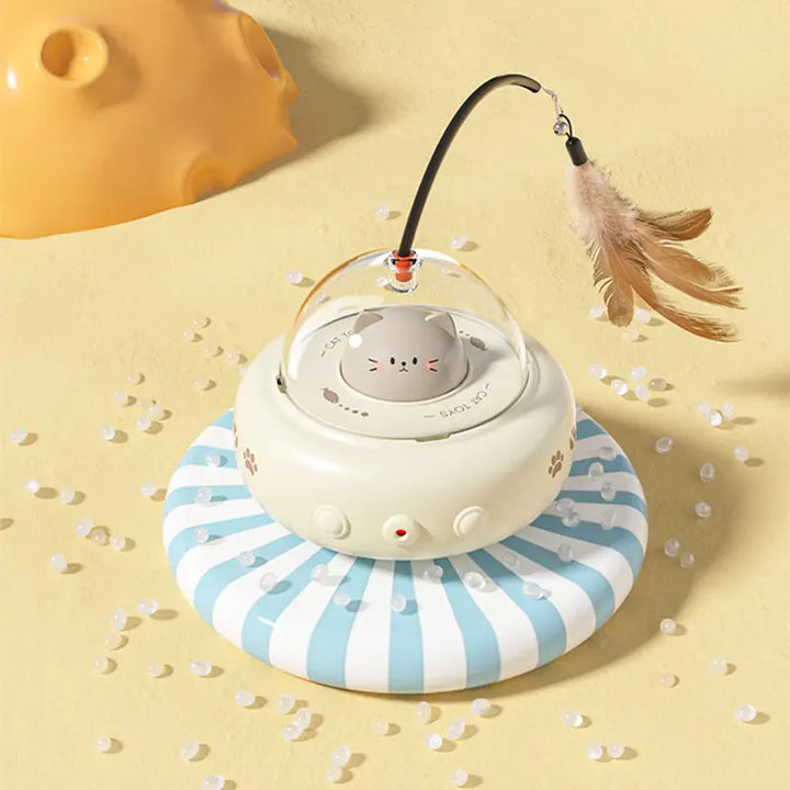 High-tech cat exercise: Rechargeable interactive UFO laser toy, ideal for stimulating feline playtime.