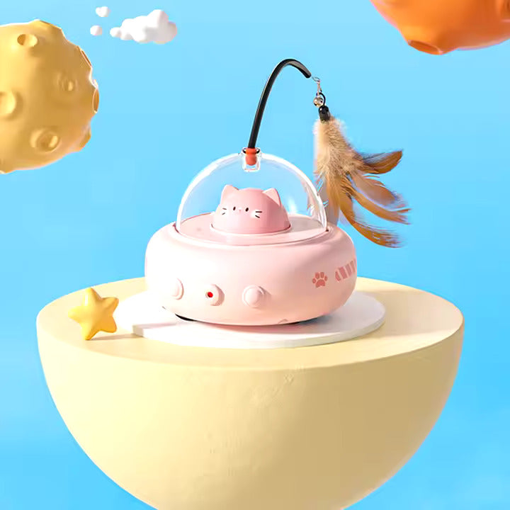 Smart cat toy: UFO laser projector delivering mental stimulation & interactive play for happy cats.