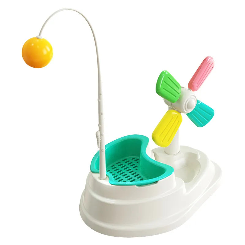 Durable interactive cat windmill toy for pet enrichment, mental stimulation & exercise.