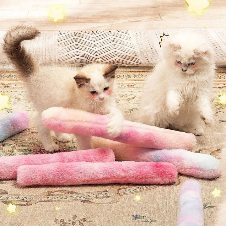 Soft plush catnip-filled pillow toy, an interactive feline entertainment & stress relief item.
