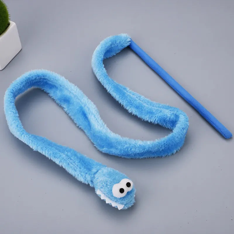 Dangling worm cat play wand, an interactive pet supply for active cats & kittens. Encourages exercise.