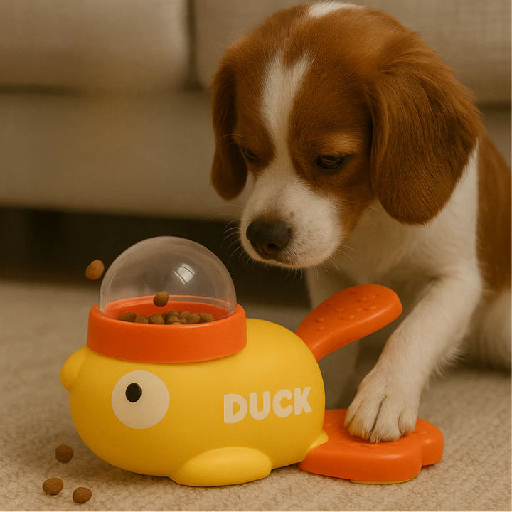 Interactive dog puzzle feeder toy dispensing treats for mental stimulation and slow eating