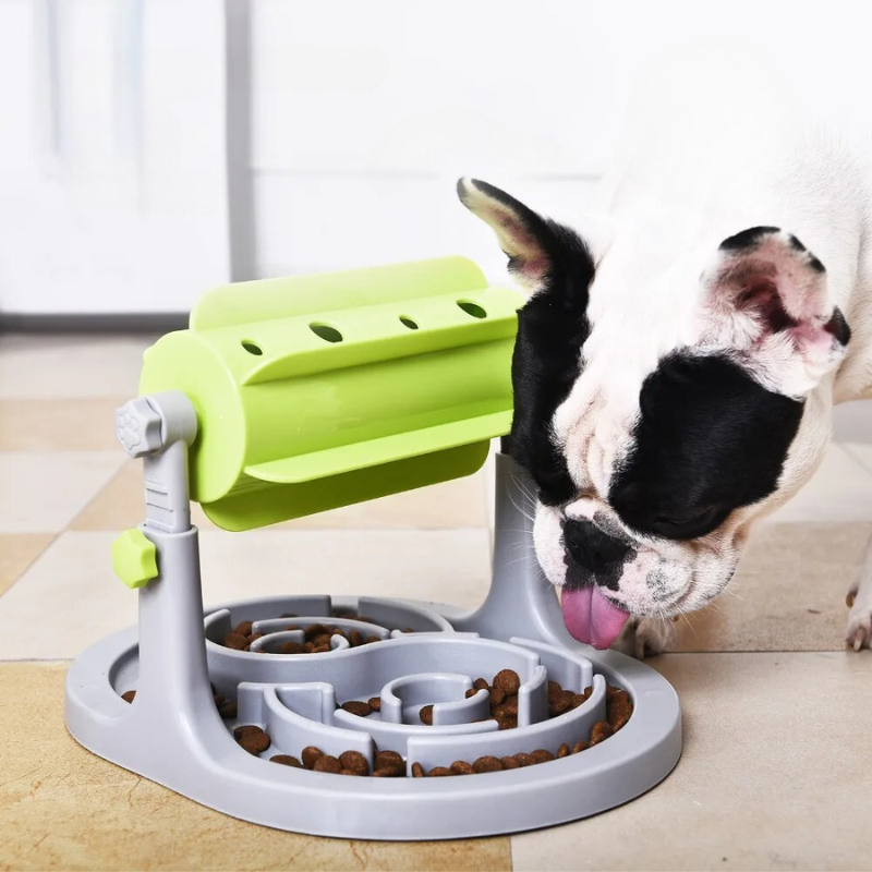 Interactive dog treat puzzle toy for slow feeding and mental stimulation. All breed dog toy.