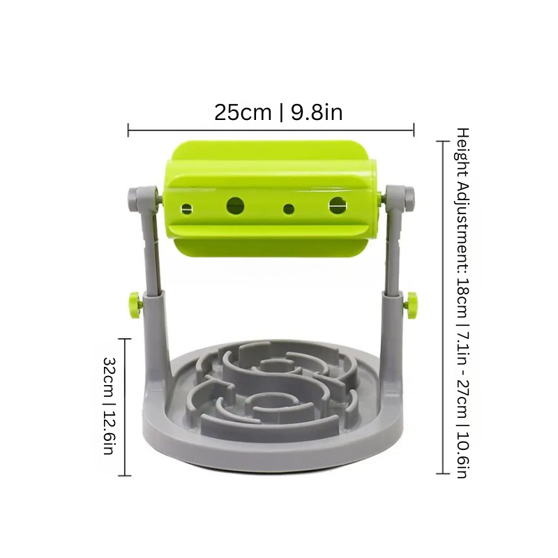 Dog enrichment toy: slow feeder and treat dispenser for mental stimulation. Improves dog health.