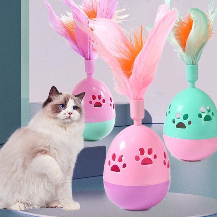 Interactive feather ball cat toy for playful kittens, encouraging exercise & stimulation.