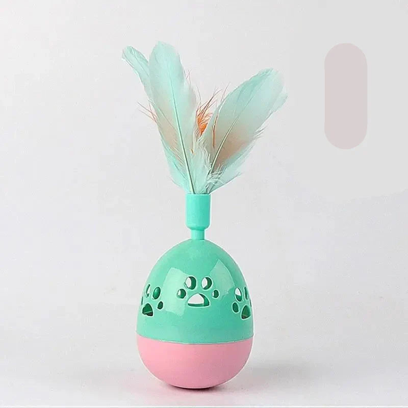 Pet-safe interactive feather ball cat toy, offering mental stimulation & physical exercise.