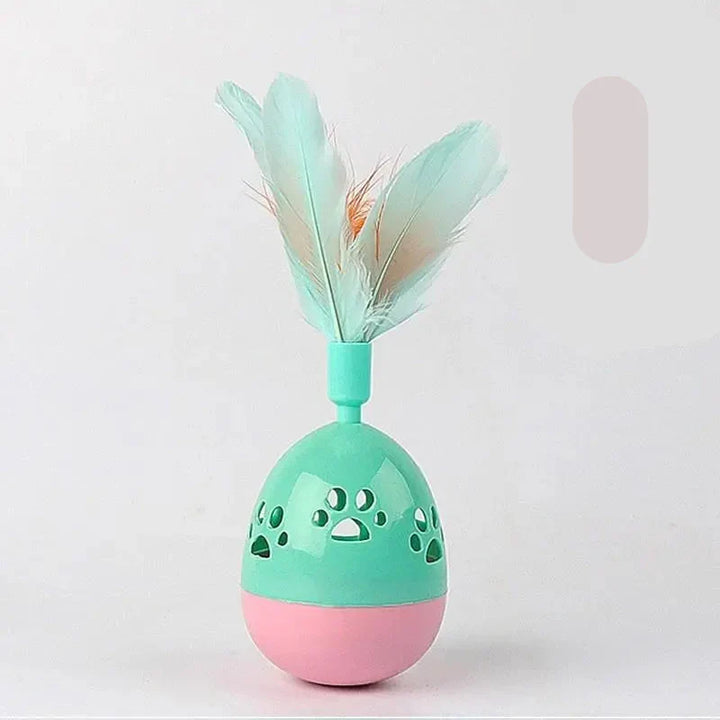 Pet-safe interactive feather ball cat toy, offering mental stimulation & physical exercise.