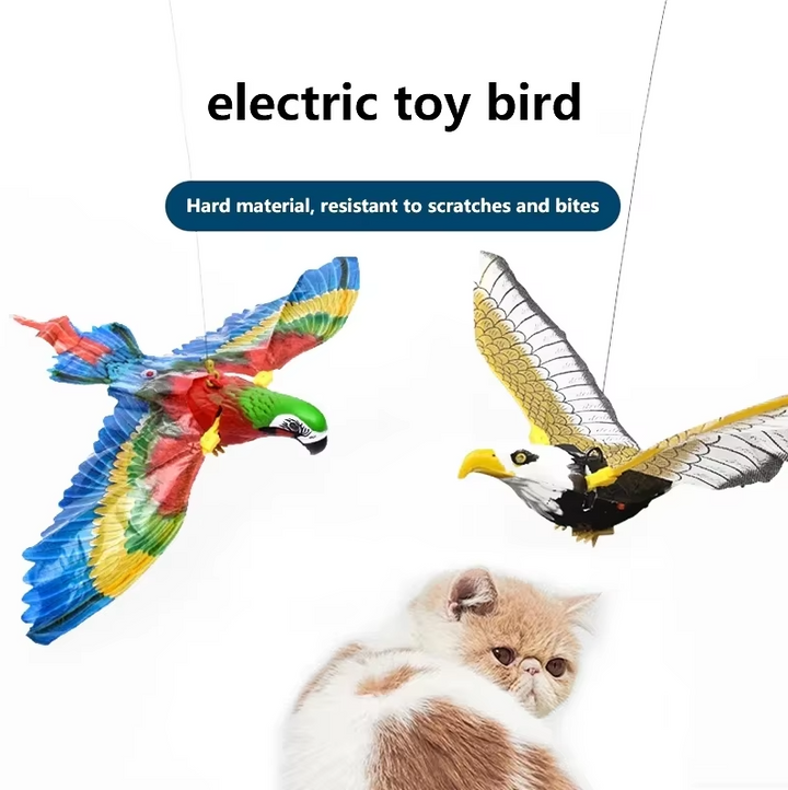 Dynamic interactive flying eagle cat toy, promoting exercise and pet enrichment for playful felines.