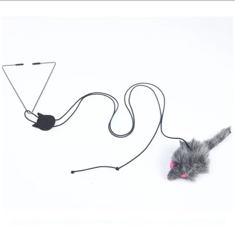 Interactive jumping mouse door toy for cats, promoting active feline exercise and hunting fun.