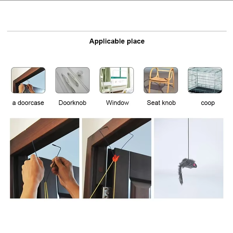 Engaging jumping mouse cat toy for doors, provides active cats with hunting and exercise.