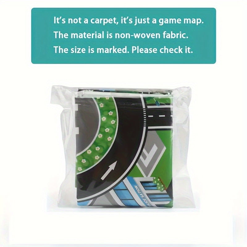 Adventure play mat for children, featuring a detailed farm landscape and intricate city traffic routes for exploration.