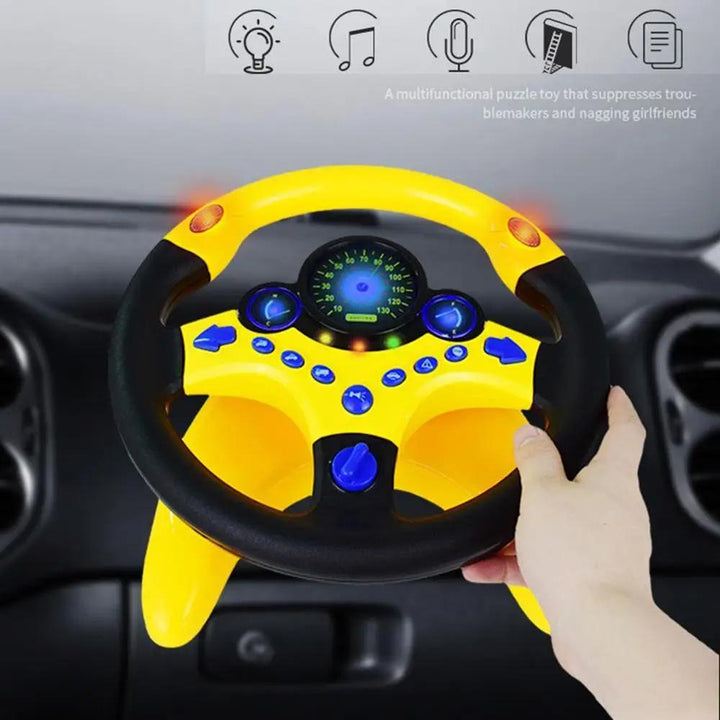Gift idea: A dynamic steering wheel toy for toddlers with engaging lights and sound to simulate driving adventures.