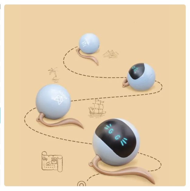 Close-up of an interactive LED cat ball toy, stimulating feline play and mental health.