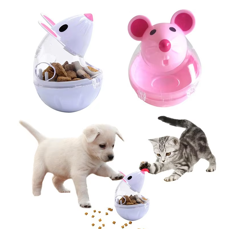 Feline enrichment: mouse treat dispenser toy promotes mental stimulation & play.