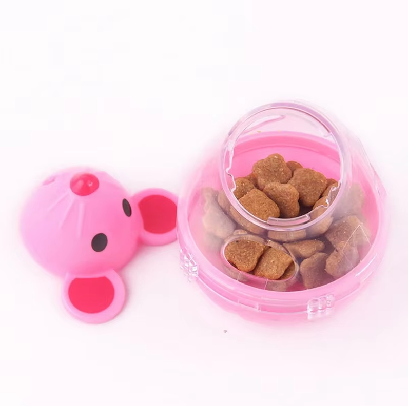 Puzzle treat dispenser mouse toy for cats, encourages active play & exercise.