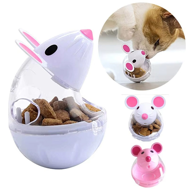 Fun mouse treat dispenser for cats, promoting exercise & mental health.