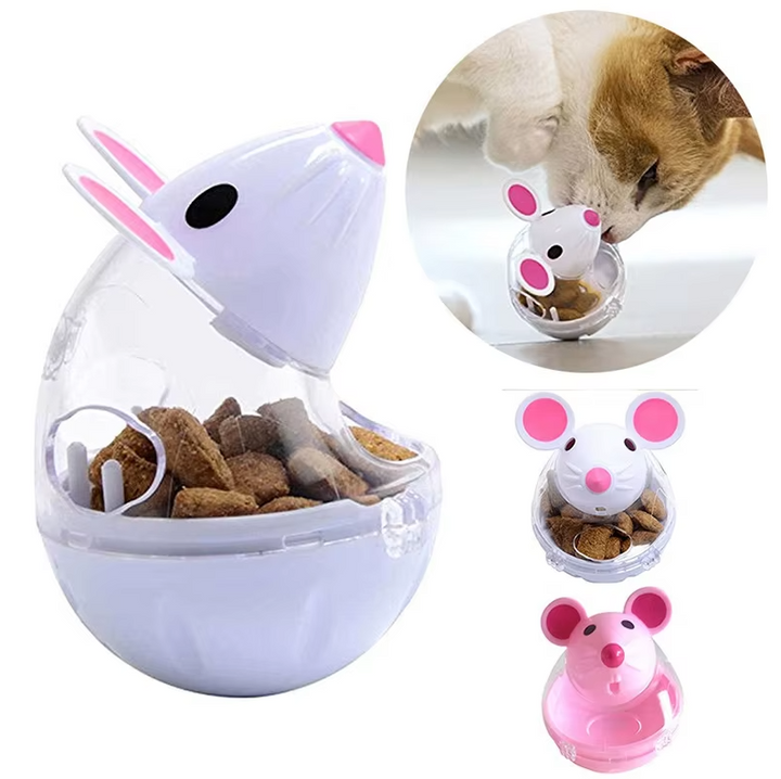 Fun mouse treat dispenser for cats, promoting exercise & mental health.