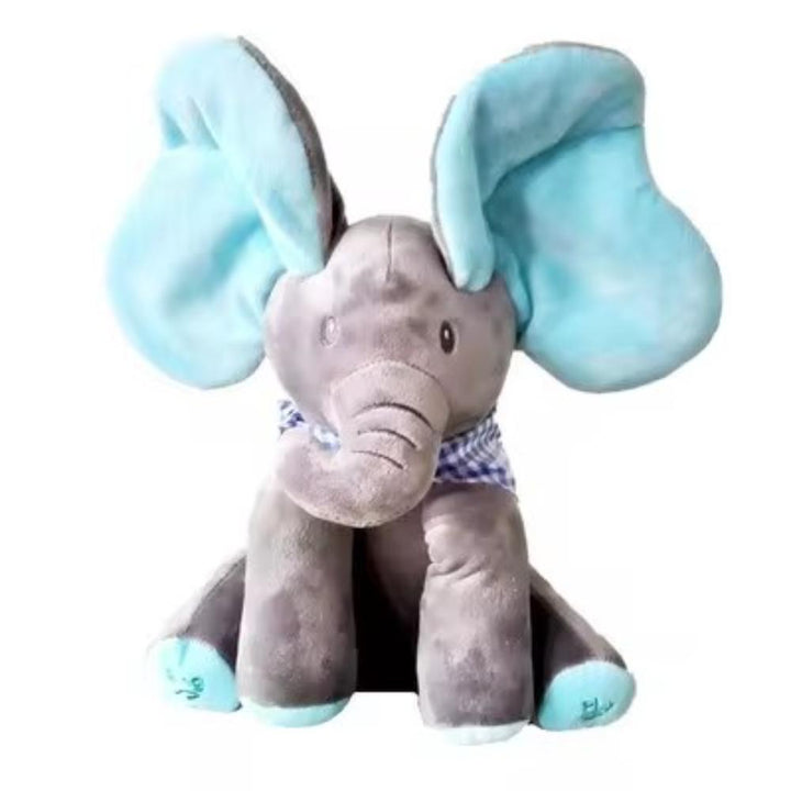 Musical talking elephant toy for kids, encourages interaction and play.