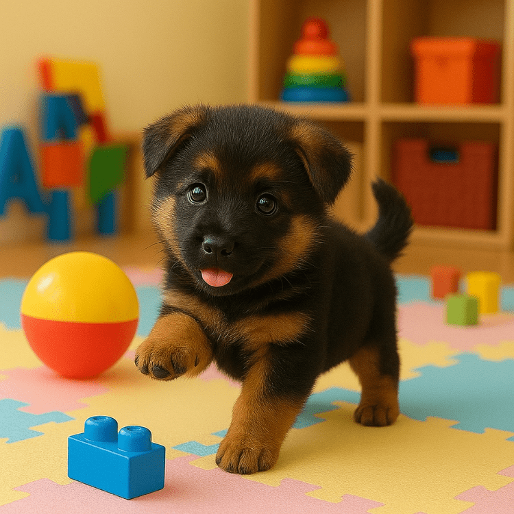 Cute interactive robot puppy with realistic movements. An electronic pet and fun toy for kids' pretend play.