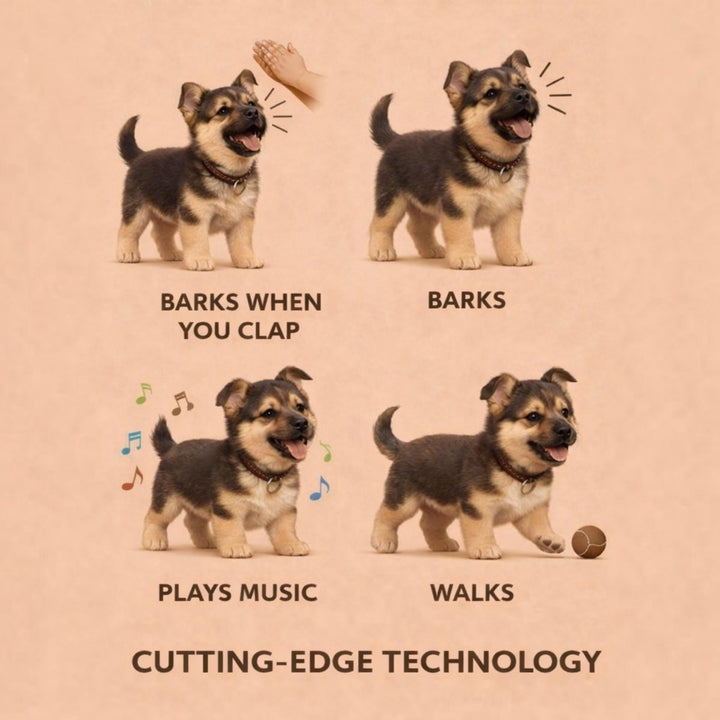 Playful interactive robot puppy. Electronic pet with realistic movements, a fun kids' toy for active play.