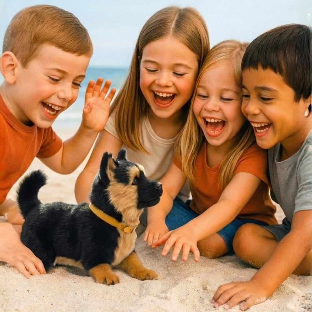 Educational interactive robot puppy for kids. Electronic pet with realistic movements fosters playful learning.