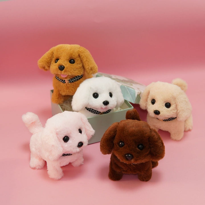 Lifelike interactive robot puppy, a responsive electronic pet companion for kids, with voice & touch features.