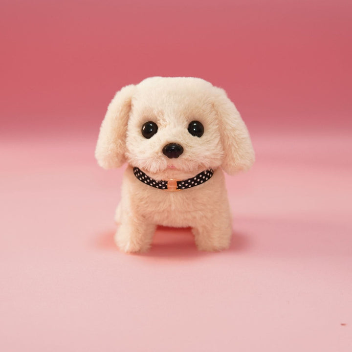 Realistic interactive robot puppy toy, a touch-sensitive & voice-activated electronic pet for children.