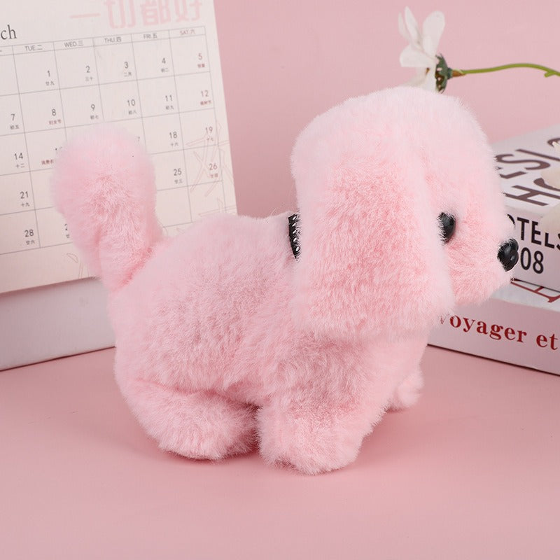 Realistic robot puppy electronic pet companion, an interactive and responsive toy for children's play.