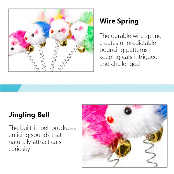 Vertical or horizontal interactive cat spring mouse toy with reliable suction cup.