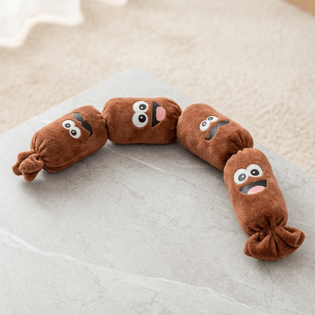 Interactive squeaky sausage dog toy for playful pups, providing hours of enrichment and fun.