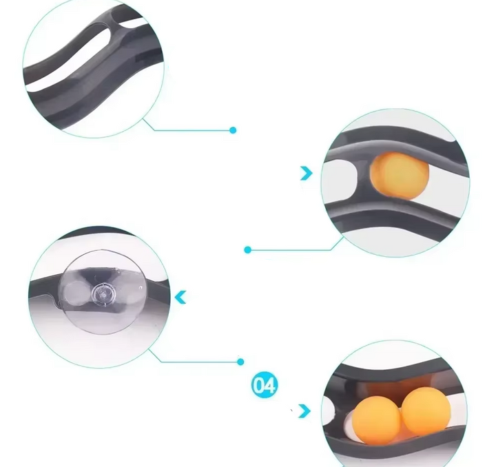 Cat play track for windows, featuring movable balls & strong suction cups for interactive feline fun.