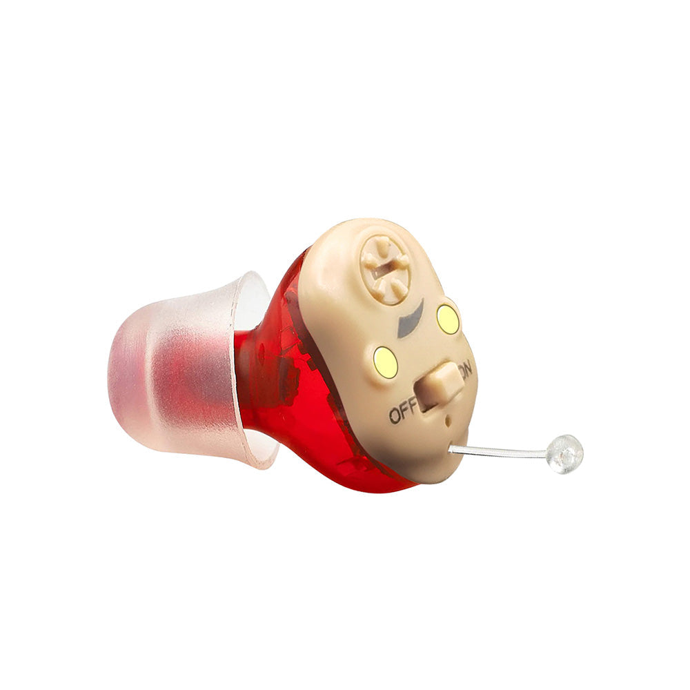 Unisex rechargeable hearing aids, discreet and invisible. Digital sound amplifier for personal auditory support.