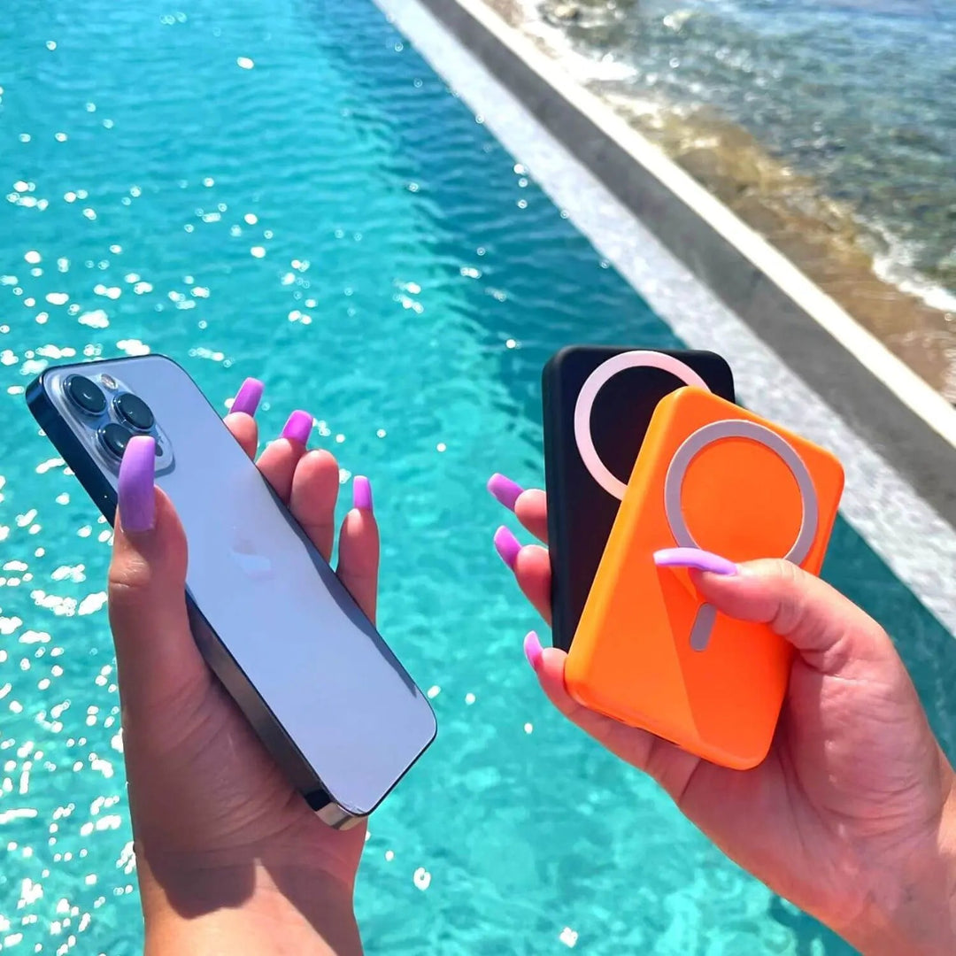 Modern tech gadget: magnetic wireless power bank, a must-have iPhone charger.
